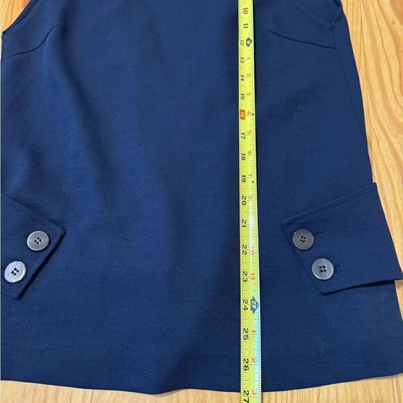 Derek Lam 10 Crosby Square Neckline Tank V-Back Navy Blue Buttons Women’s MED - Picture 4 of 7